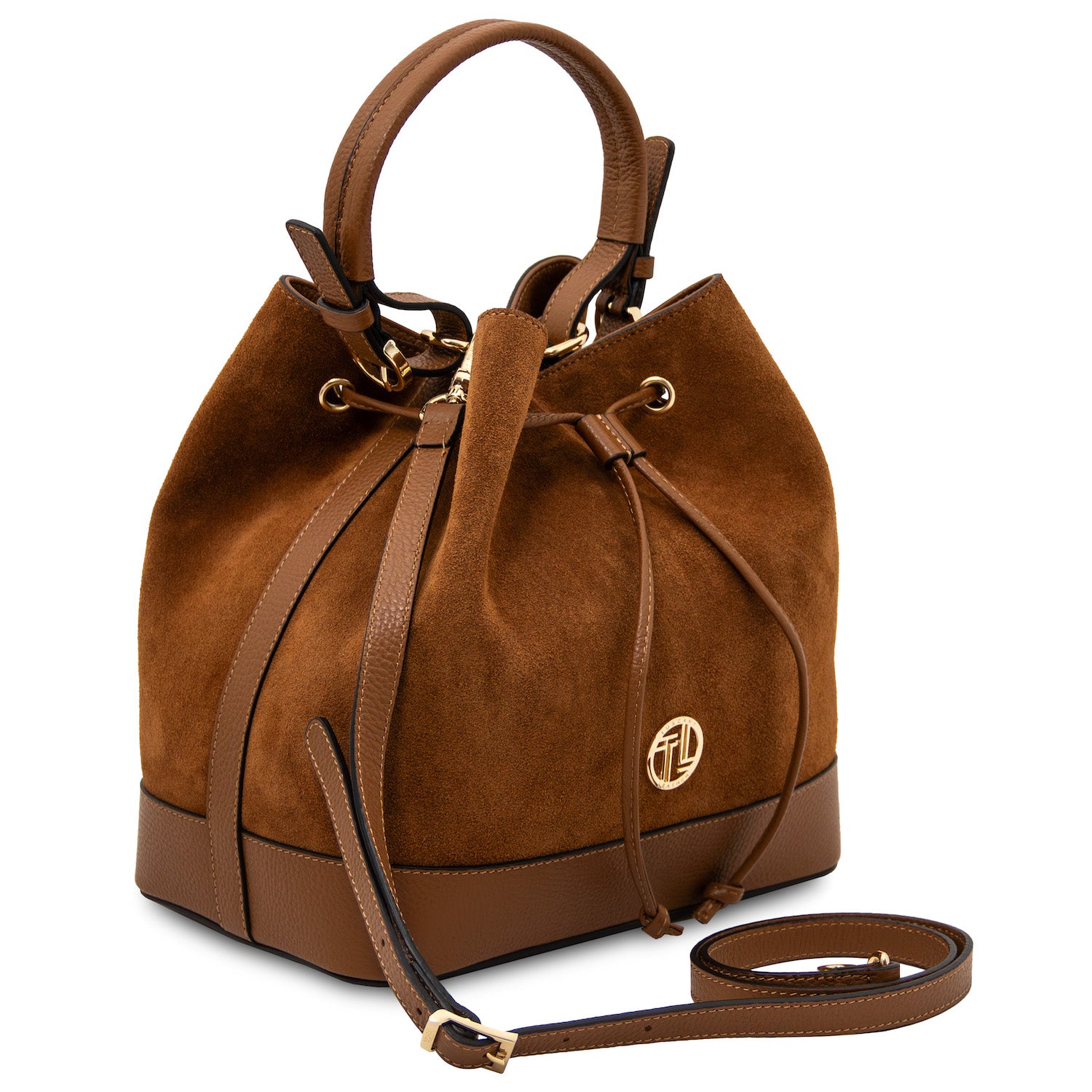 Bucket Bag Cognac Minerva - Suede leather bucket bag | TL142476 San Rocco Italia