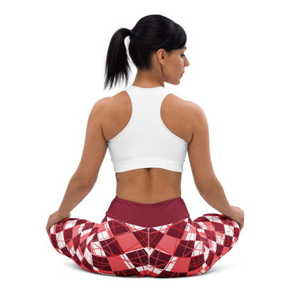 Burgundy Argyle Yoga Leggings - Premium  - Shop now at San Rocco Italia