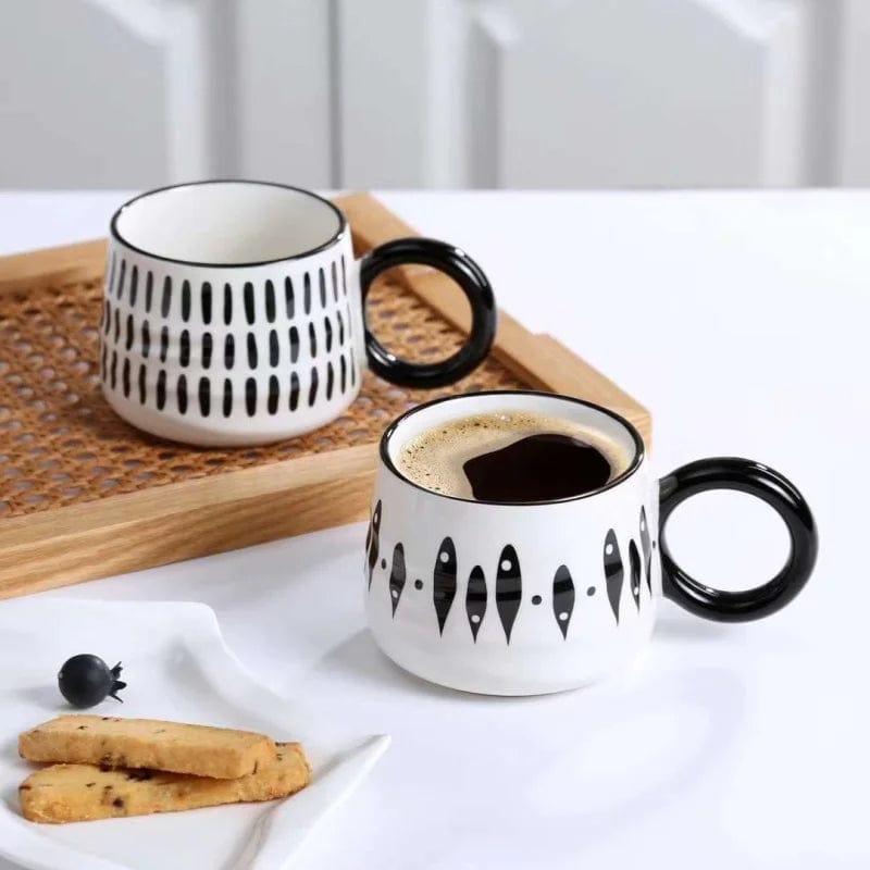 Monochrome Loop Large Black and White Coffee Mugs - Premium Mugs - Shop now at San Rocco Italia