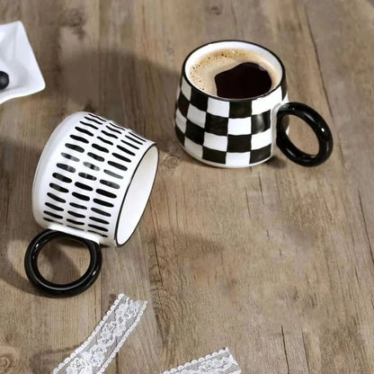 Monochrome Loop Large Black and White Coffee Mugs - Premium Mugs - Shop now at San Rocco Italia