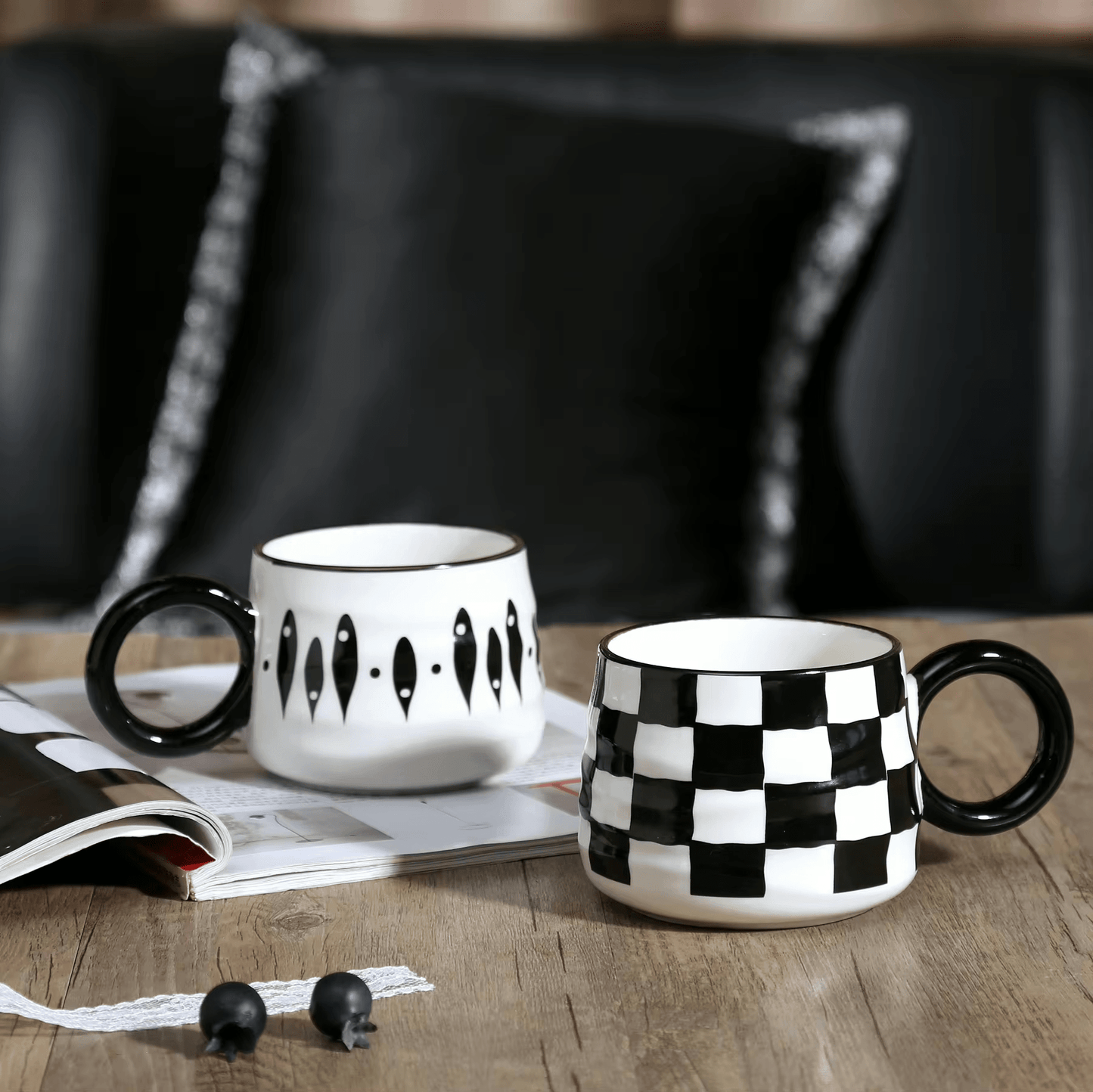 Monochrome Loop Large Black and White Coffee Mugs - Premium Mugs - Shop now at San Rocco Italia