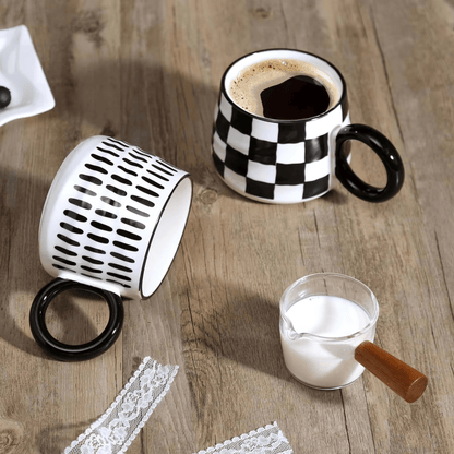 Monochrome Loop Large Black and White Coffee Mugs - Premium Mugs - Shop now at San Rocco Italia