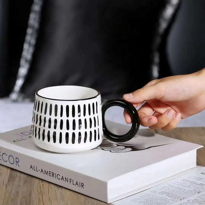 Monochrome Loop Large Black and White Coffee Mugs - Premium Mugs - Shop now at San Rocco Italia