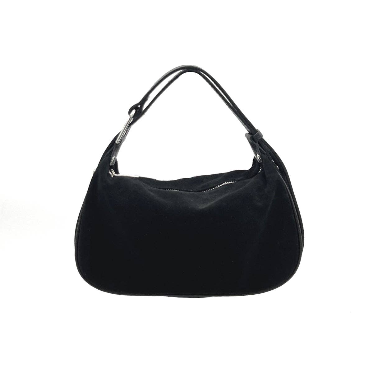 Leather shoulder bags Montepulciano – Italian Suede Leather Hobo Bag – Black San Rocco Italia