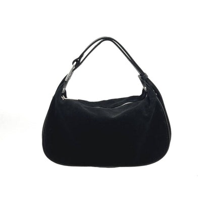 Leather shoulder bags Montepulciano – Italian Suede Leather Hobo Bag – Black San Rocco Italia