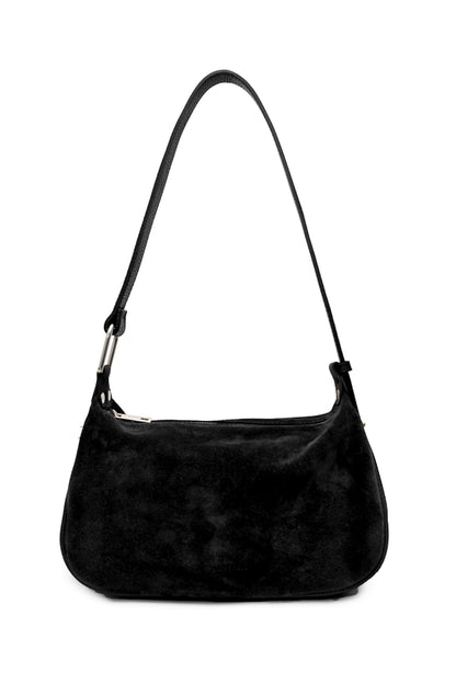 Montepulciano – Italian Suede Leather Hobo Bag in black suede with a single shoulder strap and silver hardware details.