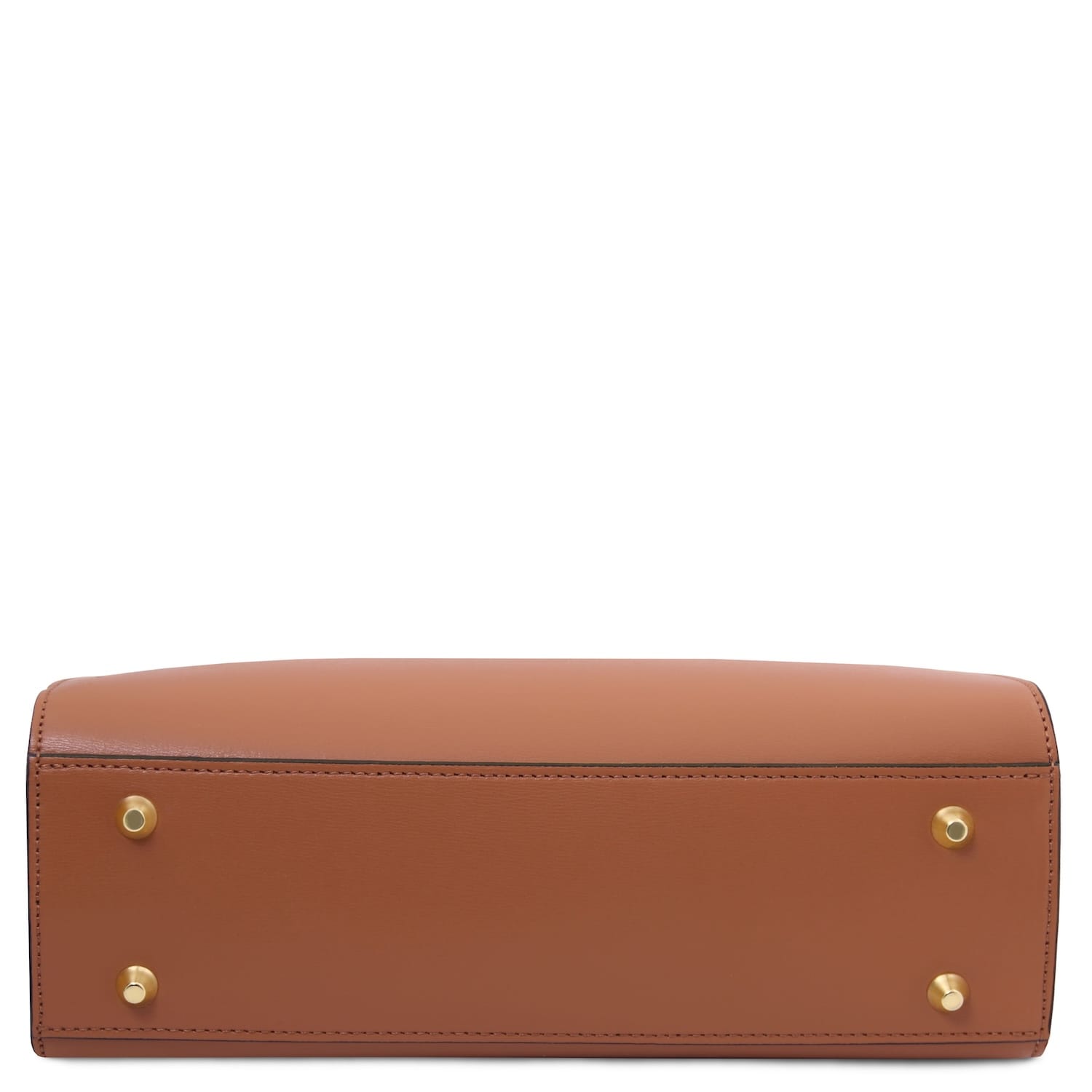 Bottom view of Musa handbag showing four gold feet.