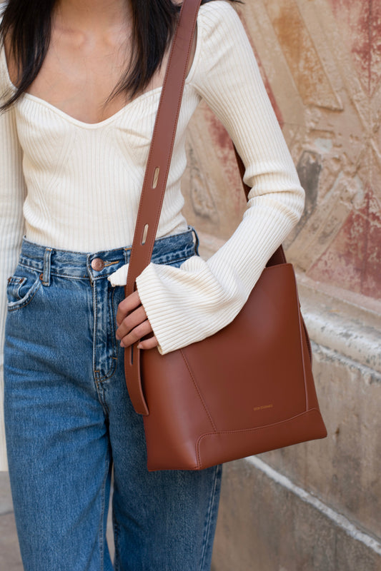 Handbag & Wallet Accessories Oli - Apple Leather Midi Shoulder Cross-body Bag Brown San Rocco Italia