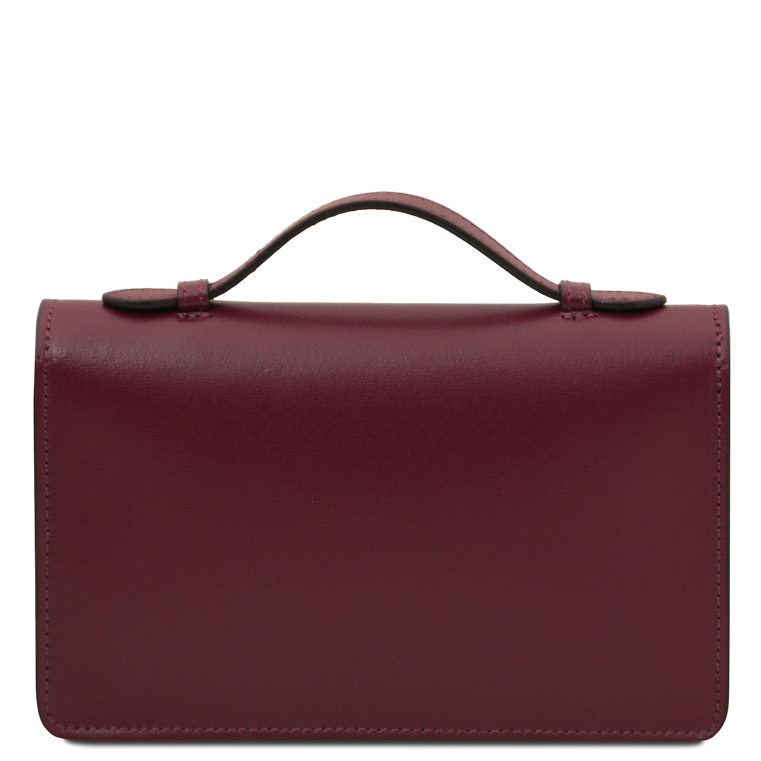 Opera - Leather clutch with chain strap | TL142505 in smooth burgundy box leather with top handle on white background