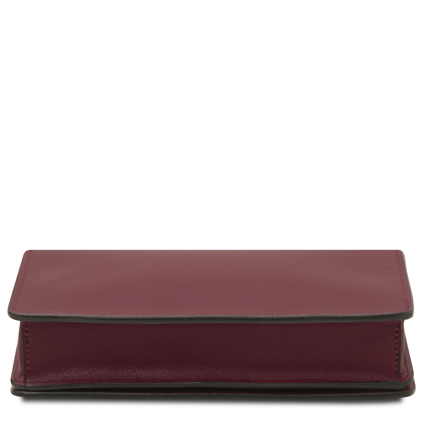Opera - Leather clutch with chain strap | TL142505 in smooth burgundy box leather with structured silhouette on white background