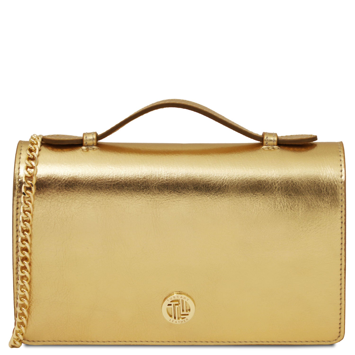 Leather handbags Gold Opera - Metallic Leather With Chain Strap | TL142519 San Rocco Italia