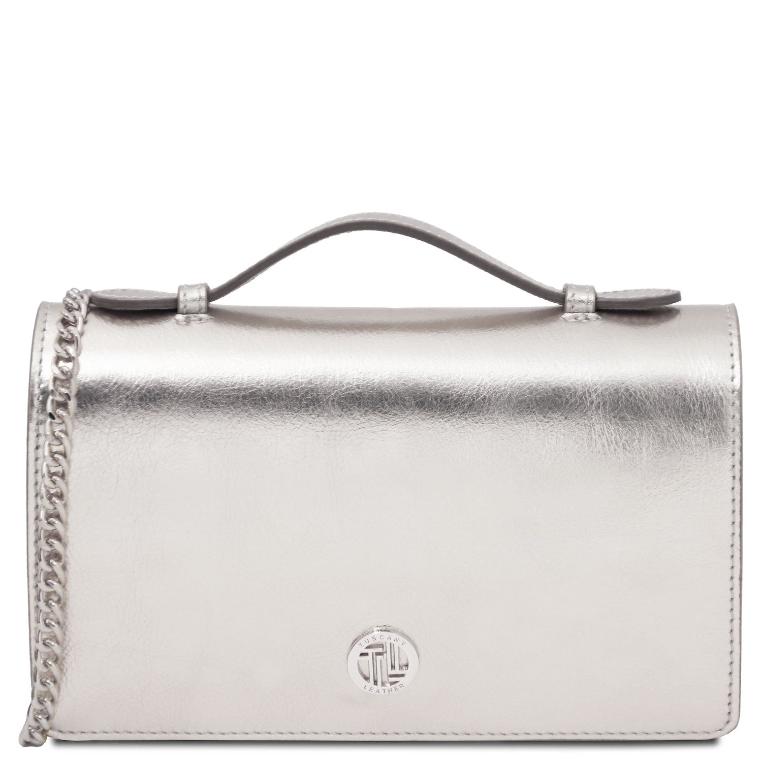 Leather handbags Silver Opera - Metallic Leather With Chain Strap | TL142519 San Rocco Italia