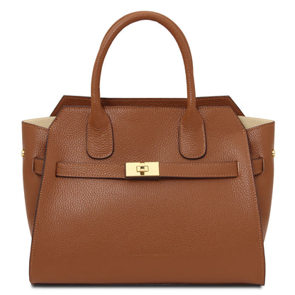 Leather handbags Cognac Origami - Leather tote | TL142466 San Rocco Italia