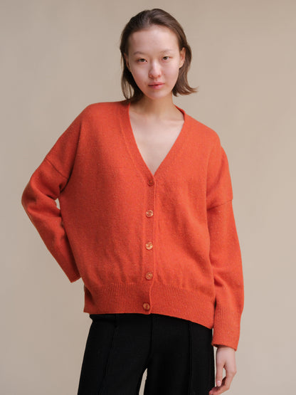 Knitwear Orange / S Oversized Tweed Cardigan - Wool Blend San Rocco Italia
