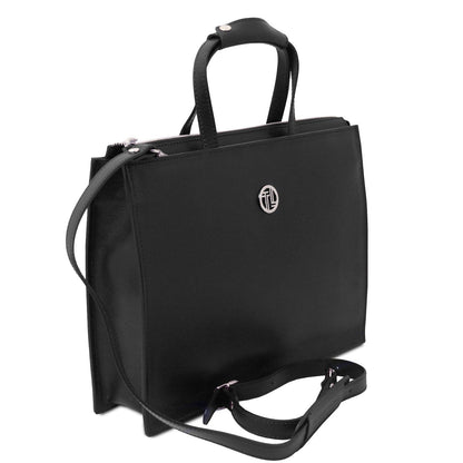 Palermo - Saffiano Italian leather briefcase 3-compartment for women | TL141369 - Premium Leather briefcases - Shop now at San Rocco Italia