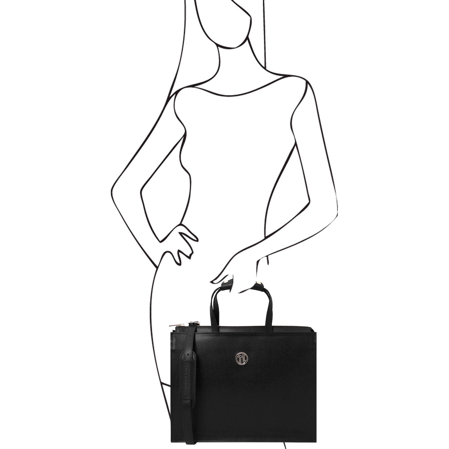 Palermo - Saffiano Italian leather briefcase 3-compartment for women | TL141369 - Premium Leather briefcases - Shop now at San Rocco Italia