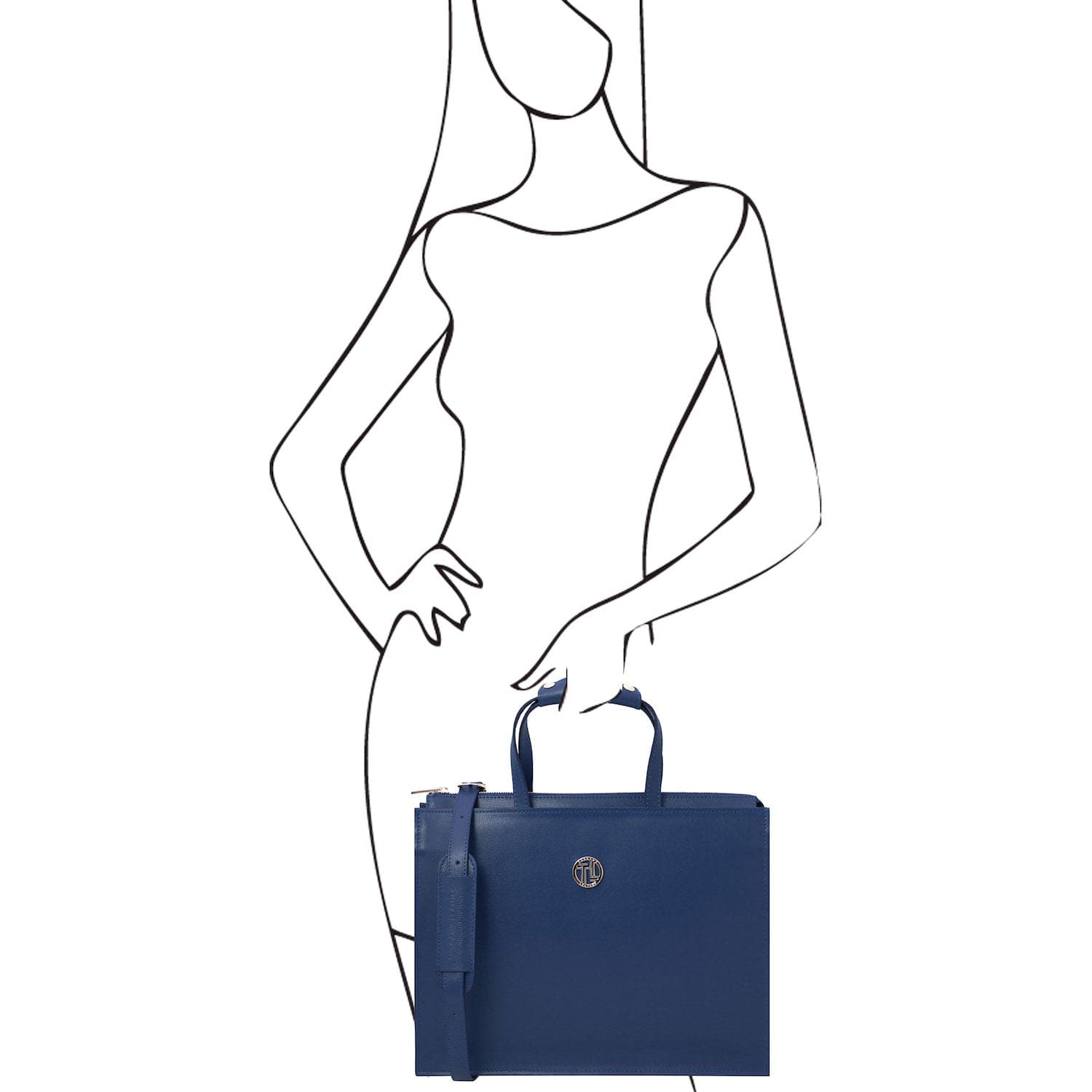 Palermo - Saffiano Italian leather briefcase 3-compartment for women | TL141369 - Premium Leather briefcases - Shop now at San Rocco Italia