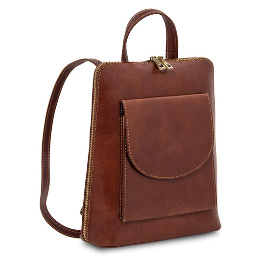 Leather backpacks for women Paris - Small Convertible Leather Backpack For Women | TL142410 San Rocco Italia