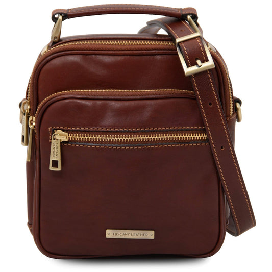 Leather bags for men Brown Paul - Leather Crossbody Bag in Matte Leather | TL142457 San Rocco Italia