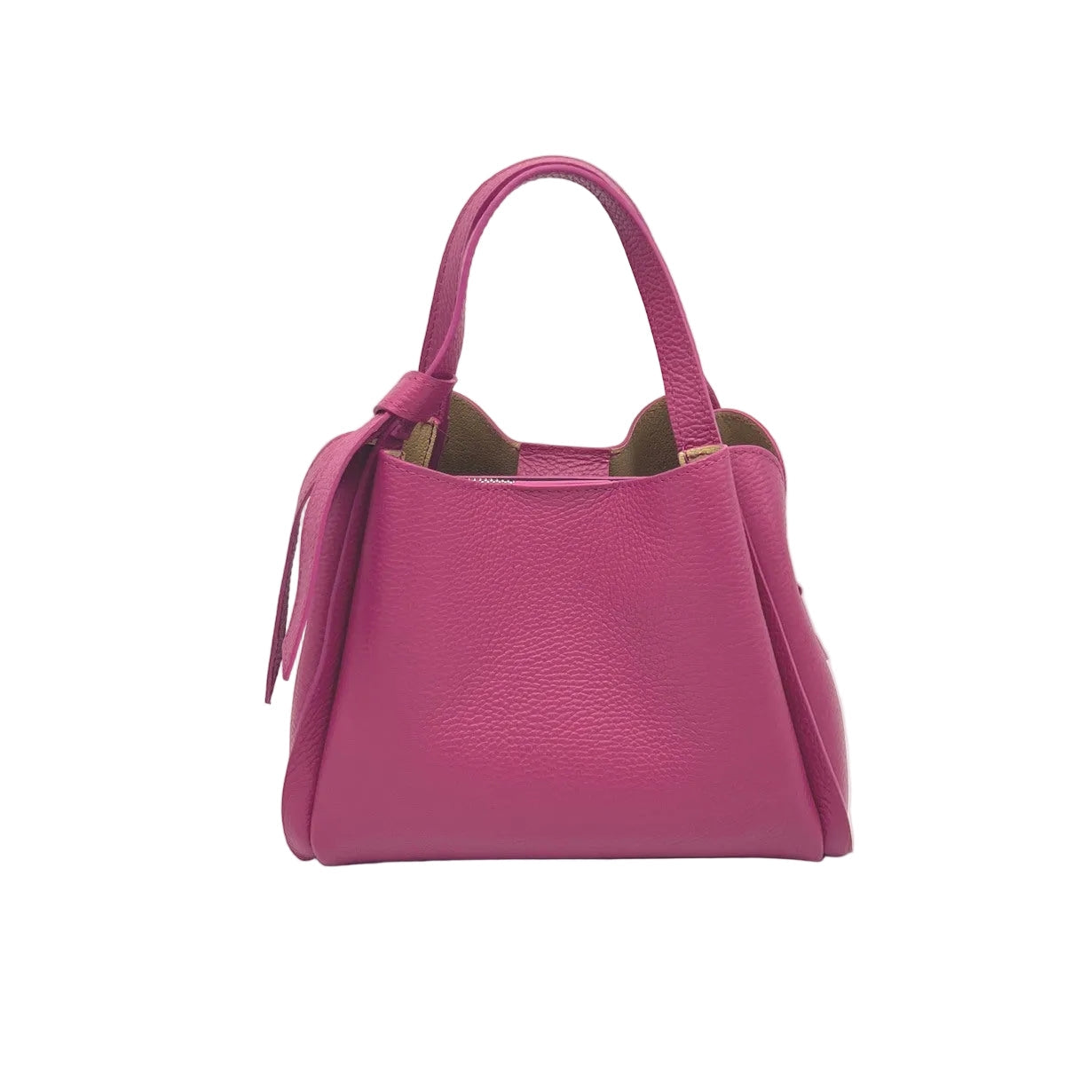 Fuchsia Pienza handbag on a white background