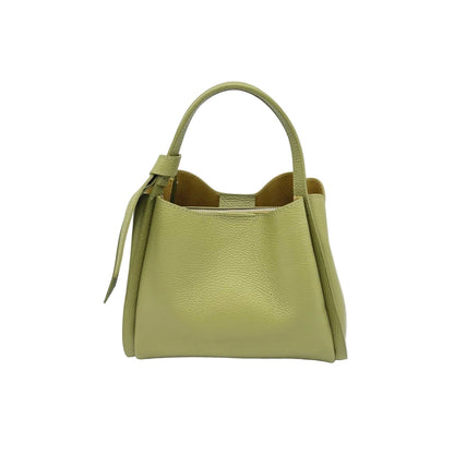 Pastel green Pienza handbag on a white background