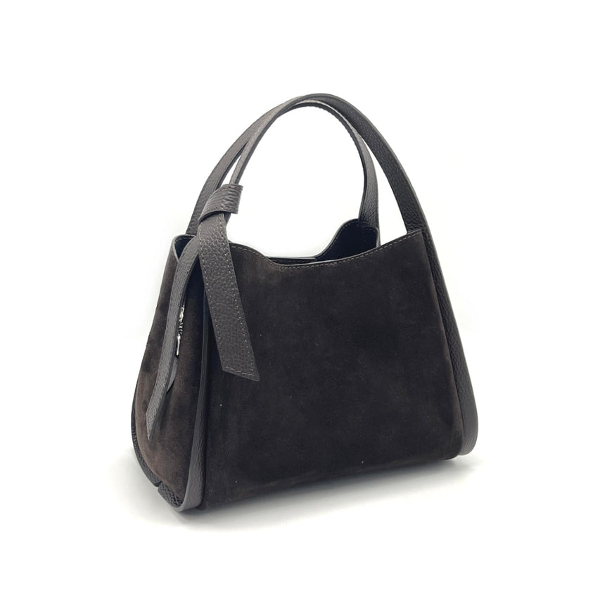 Pienza – Italian Suede Leather Tote Handbag – Espresso Brown