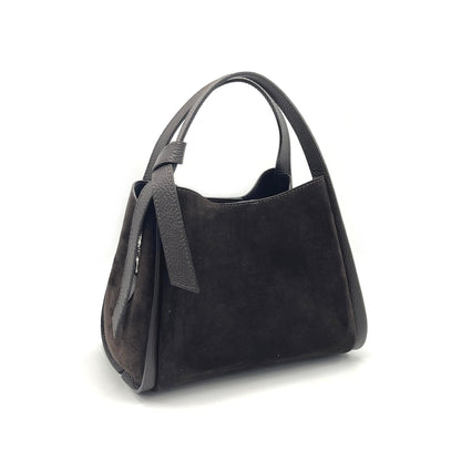 Pienza – Italian Suede Leather Tote Handbag – Espresso Brown