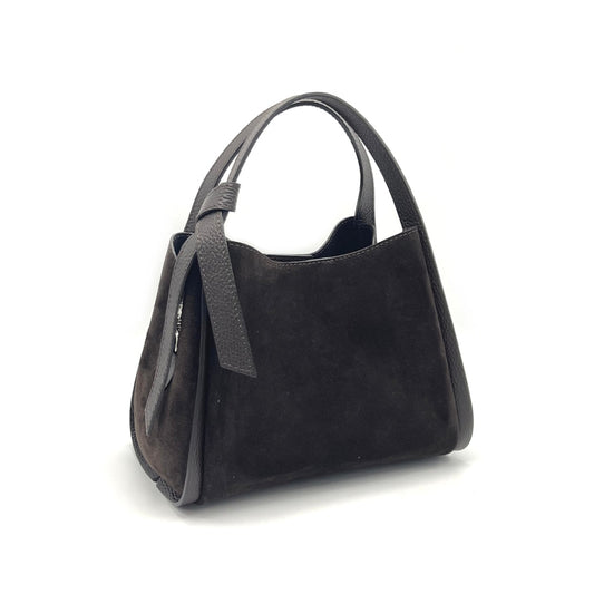 Pienza – Italian Suede Leather Tote Handbag – Espresso Brown