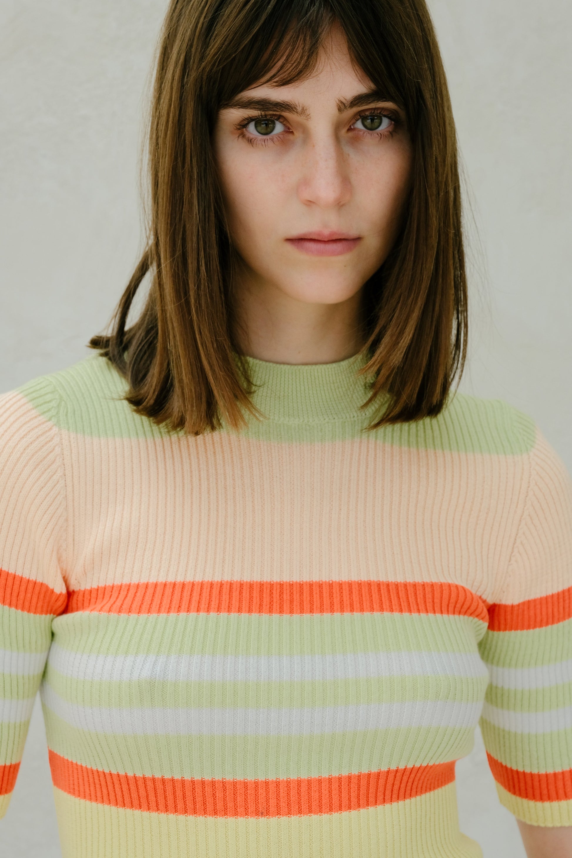 Knitwear Pima Cotton Stripes Ribbed T-Shirt San Rocco Italia