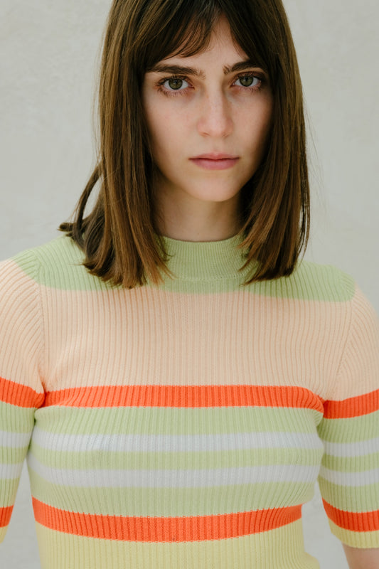 Knitwear Pima Cotton Stripes Ribbed T-Shirt San Rocco Italia