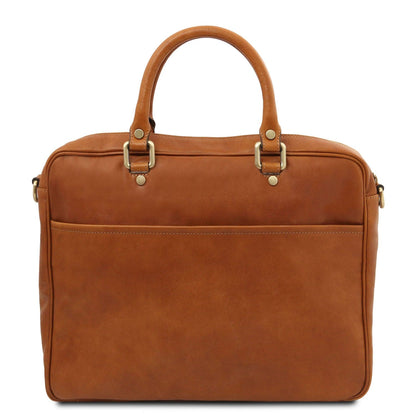 Pisa - Matte leather laptop briefcase with front pocket | TL142427 - Premium Leather laptop bags - Shop now at San Rocco Italia