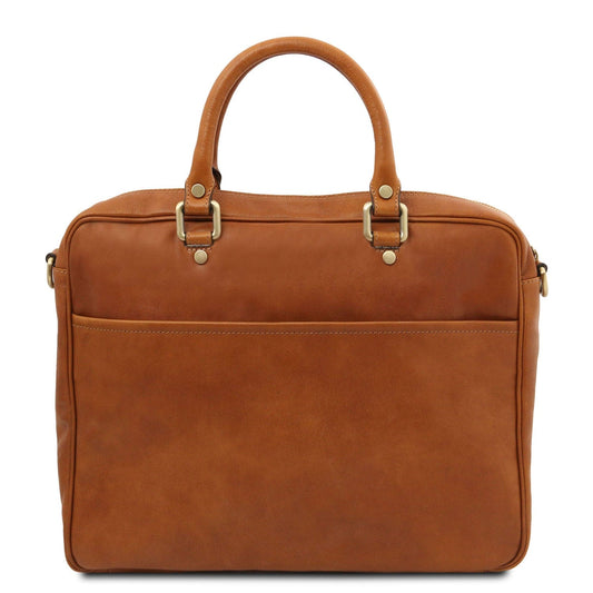 Leather laptop bags Pisa - Matte leather laptop briefcase with front pocket | TL142427 San Rocco Italia