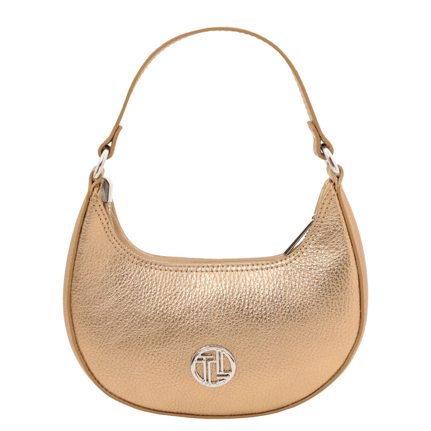 Pixie - Metallic Leather Mini Crescent Bag With Chain Strap | TL142413 - Premium Leather handbags - Shop now at San Rocco Italia