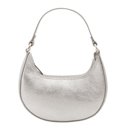 Pixie - Metallic Leather Mini Crescent Bag With Chain Strap | TL142413 - Premium Leather handbags - Shop now at San Rocco Italia