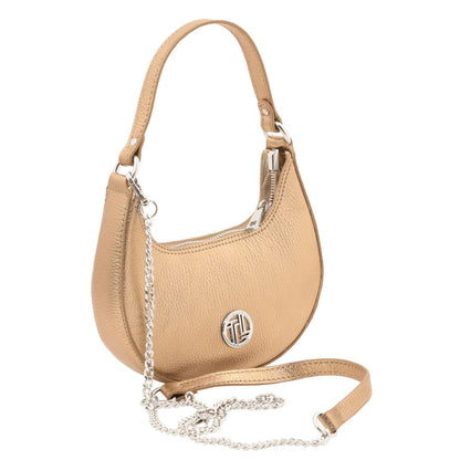 Pixie - Metallic Leather Mini Crescent Bag With Chain Strap | TL142413 - Premium Leather handbags - Shop now at San Rocco Italia