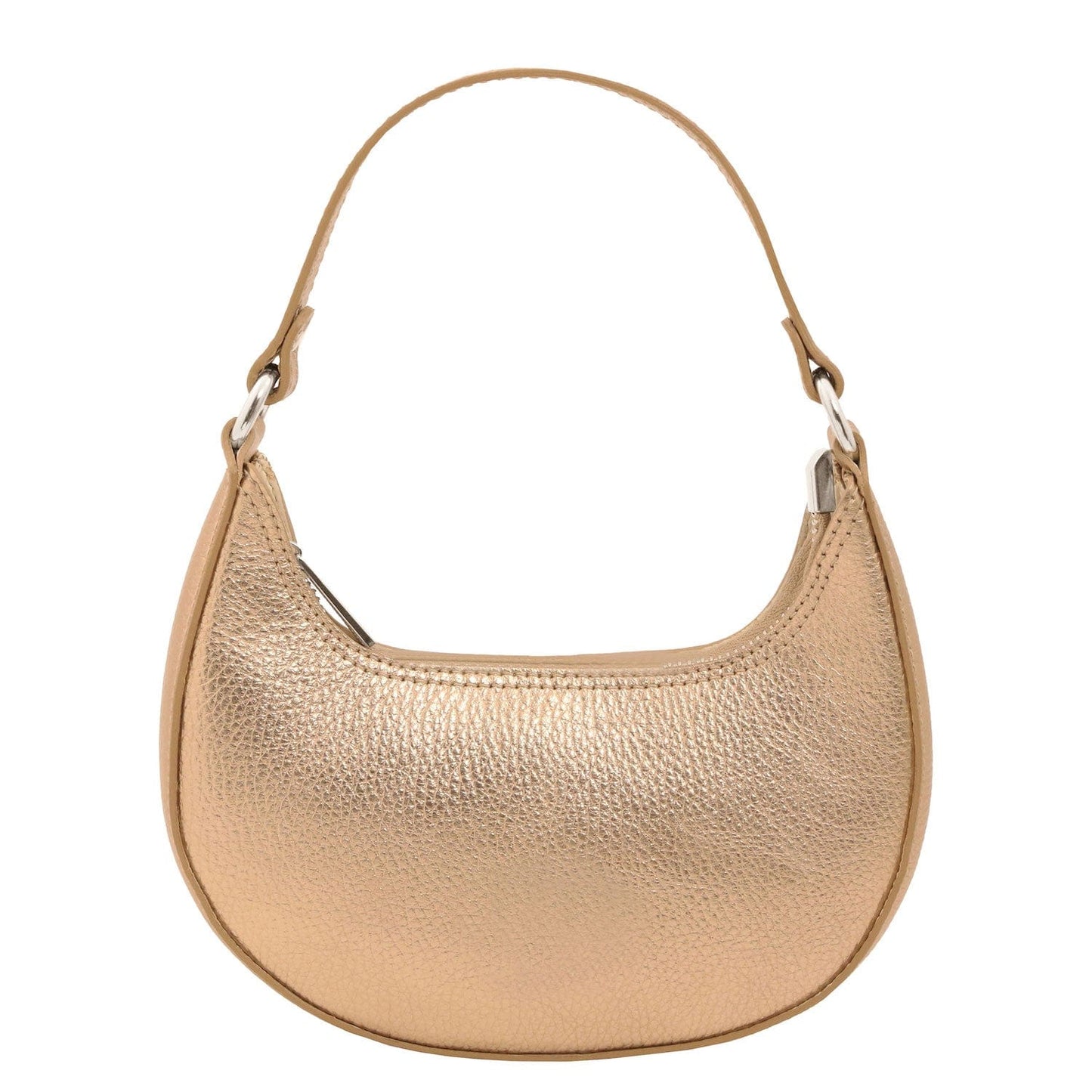 Pixie - Metallic Leather Mini Crescent Bag With Chain Strap | TL142413 - Premium Leather handbags - Shop now at San Rocco Italia