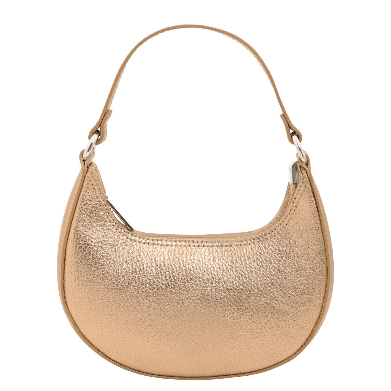 Pixie - Metallic Leather Mini Crescent Bag With Chain Strap | TL142413 - Premium Leather handbags - Shop now at San Rocco Italia