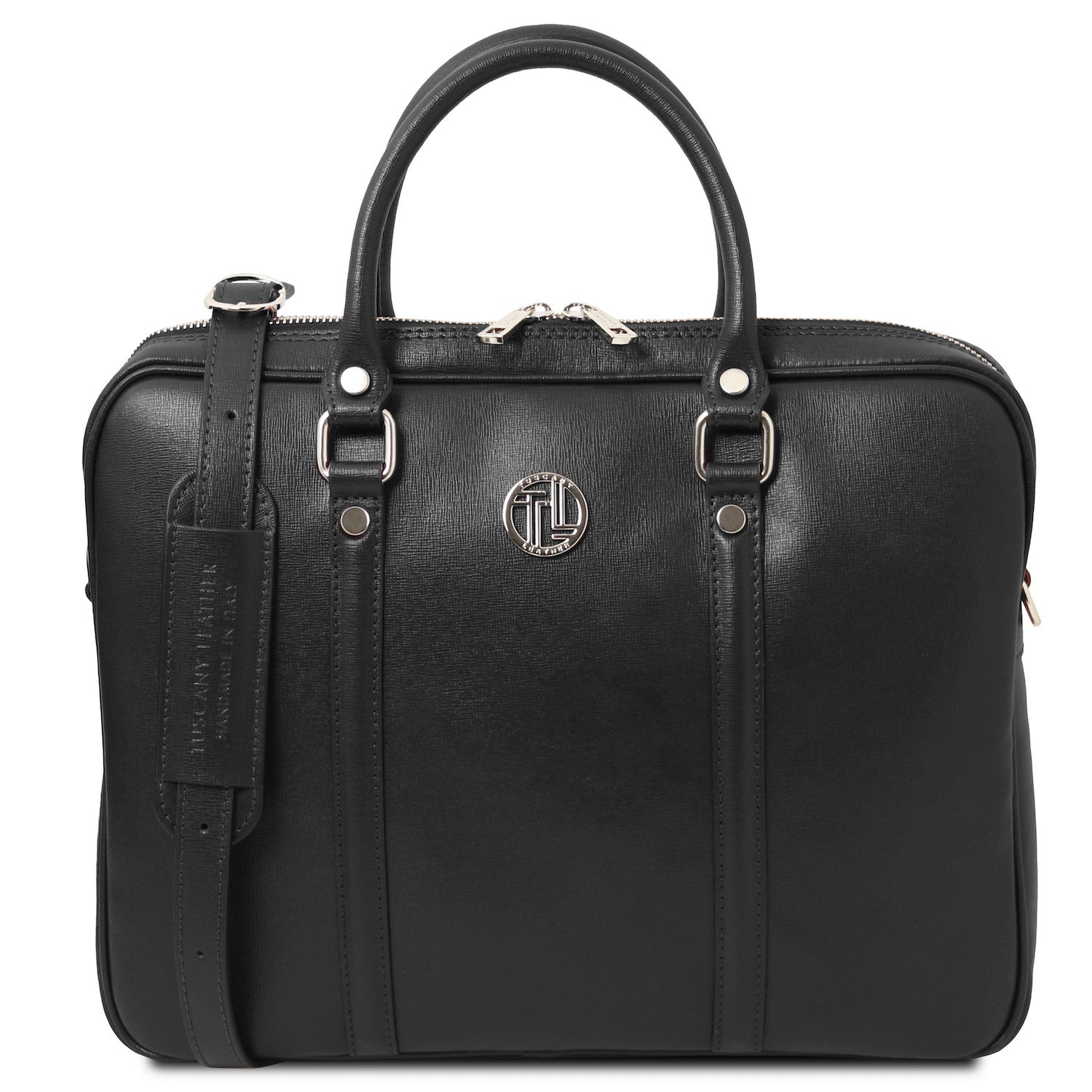 Leather laptop bags Black Prato - Exclusive Saffiano leather laptop case | TL142453 San Rocco Italia