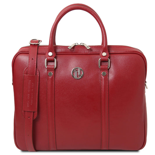 Leather laptop bags Red Prato - Exclusive Saffiano leather laptop case | TL142453 San Rocco Italia