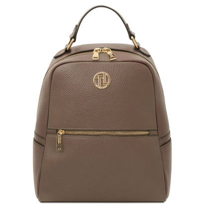 Leather backpacks for women Dark Taupe Prisma - Soft leather backpack | TL142483 San Rocco Italia