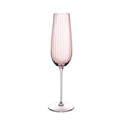 Dusty rose striped champagne flute from the Round Up set of two