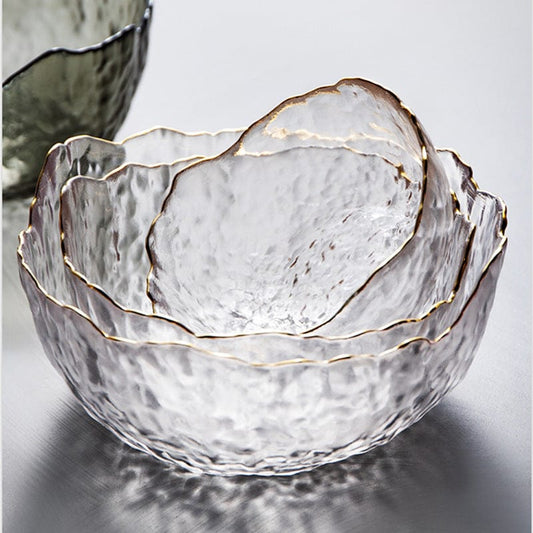Iceberg Glass Bowl with Gilded Edge - Premium Bowl - Shop now at San Rocco Italia