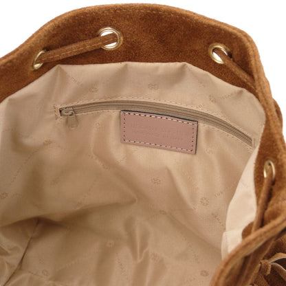 TL Bag - Suede leather fringe bucket bag | TL142291 - Premium Bucket Bag - Just €73.20! Shop now at San Rocco Italia
