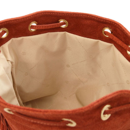 TL Bag - Suede leather fringe bucket bag | TL142291 - Premium Bucket Bag - Just €73.20! Shop now at San Rocco Italia