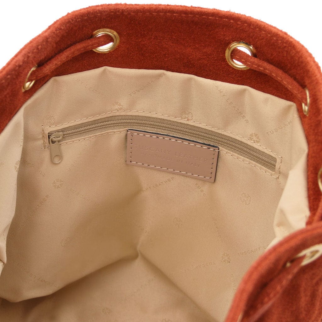 TL Bag - Suede leather fringe bucket bag | TL142291 - Premium Bucket Bag - Just €73.20! Shop now at San Rocco Italia