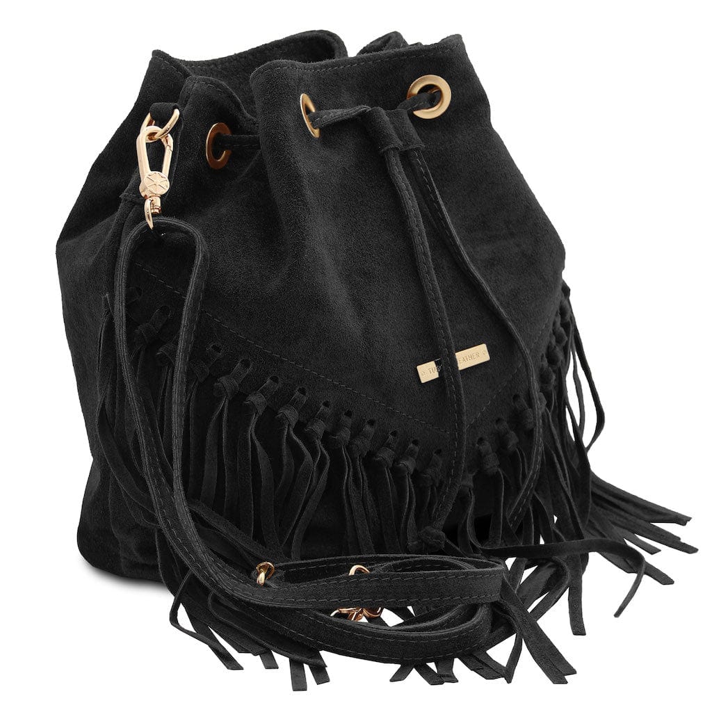 TL Bag - Suede leather fringe bucket bag | TL142291 - Premium Bucket Bag - Just €73.20! Shop now at San Rocco Italia