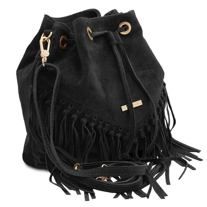 TL Bag - Suede leather fringe bucket bag | TL142291 - Premium Bucket Bag - Just €73.20! Shop now at San Rocco Italia