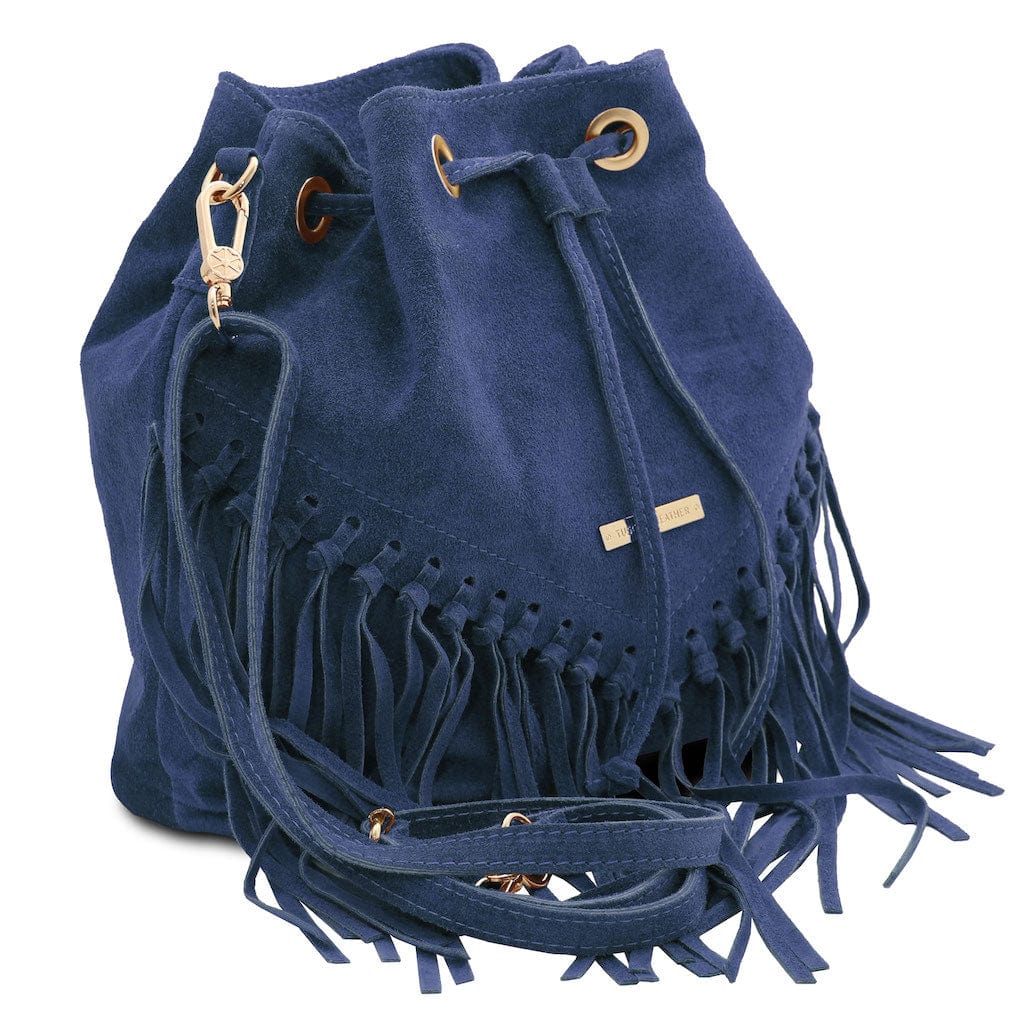 TL Bag - Suede leather fringe bucket bag | TL142291 - Premium Bucket Bag - Just €73.20! Shop now at San Rocco Italia