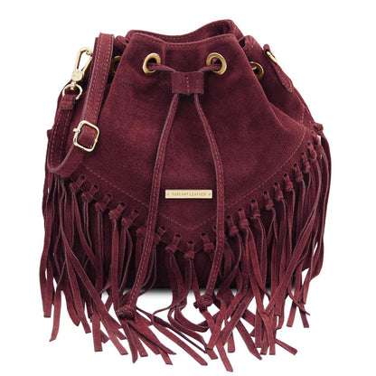 TL Bag - Suede leather fringe bucket bag | TL142291 - Premium Bucket Bag - Just €73.20! Shop now at San Rocco Italia