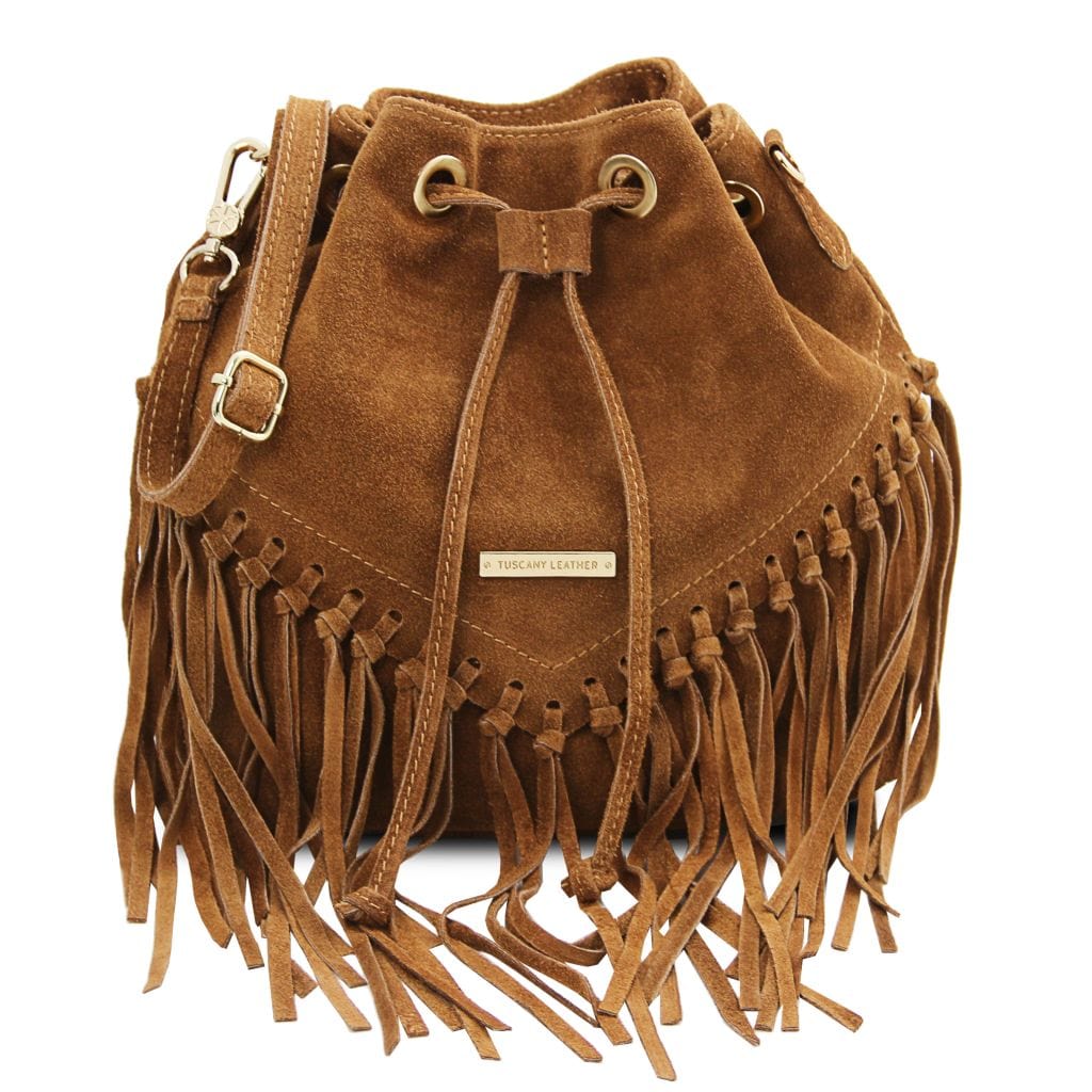 TL Bag - Suede leather fringe bucket bag | TL142291 - Premium Bucket Bag - Just €73.20! Shop now at San Rocco Italia